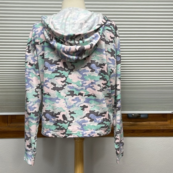 Fabletics Pink Teal Camo Hallie Cinchable Half Zip Hoodie Sweatshirt Small - Picture 6 of 12